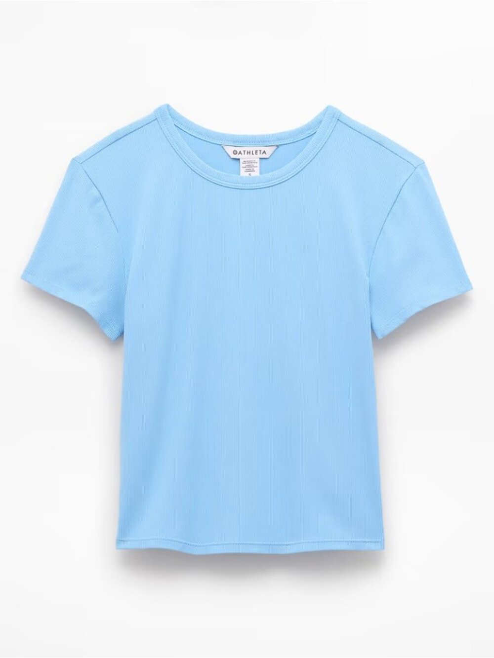 New Athleta L Signature Rib Crop Tee Breeze Blue Large Regular - Picture 7 of 8